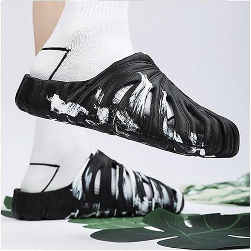 Variegated Monstera Shoes, Monstera Slippers for Women Men, Soft Non Slip Breathable Beach Monstera Slides