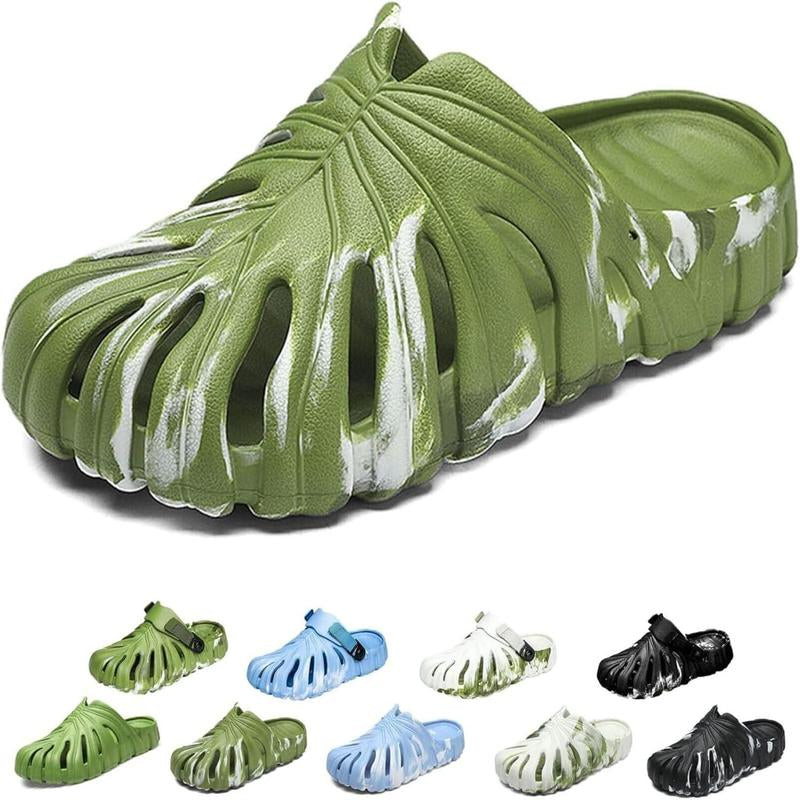 Variegated Monstera Shoes, Monstera Slippers for Women Men, Soft Non Slip Breathable Beach Monstera Slides