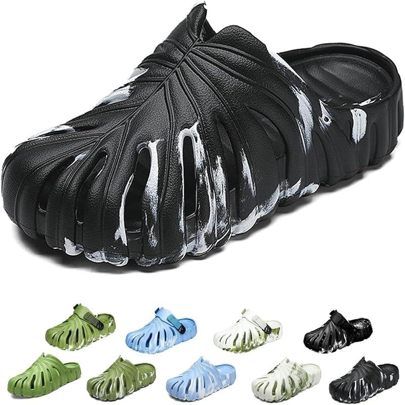 Variegated Monstera Shoes, Monstera Slippers for Women Men, Soft Non Slip Breathable Beach Monstera Slides