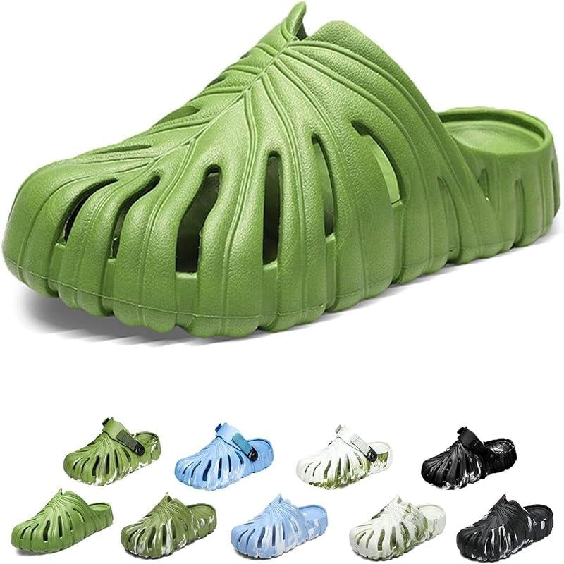 Variegated Monstera Shoes, Monstera Slippers for Women Men, Soft Non Slip Breathable Beach Monstera Slides