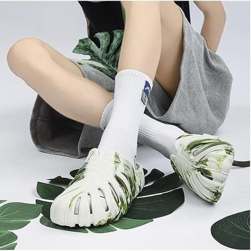 Variegated Monstera Shoes, Monstera Slippers for Women Men, Soft Non Slip Breathable Beach Monstera Slides