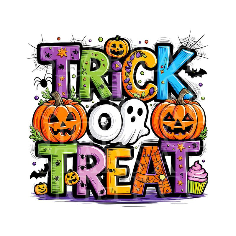 Trick or Treat Bright DTF Womenswear T-Shirt Transfer