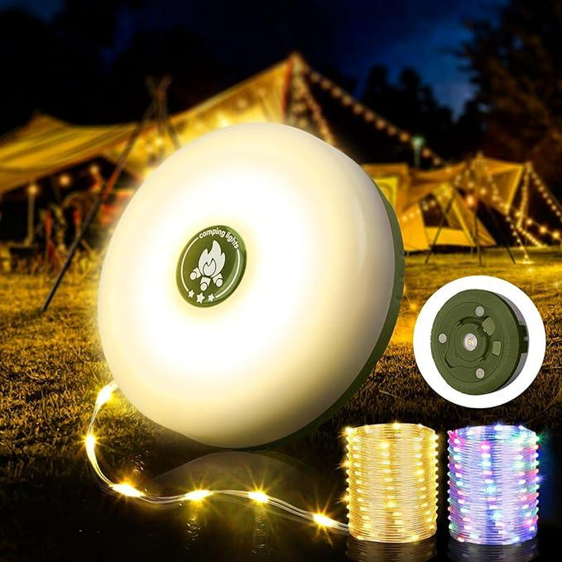 4 in 1 Outdoor 10M Colored Camping String Lights, 8 Lighting Modes, Waterproof, Type-C Fast Charging, Portable Camping Lights, Suitable for Camping/Yard/Hiking