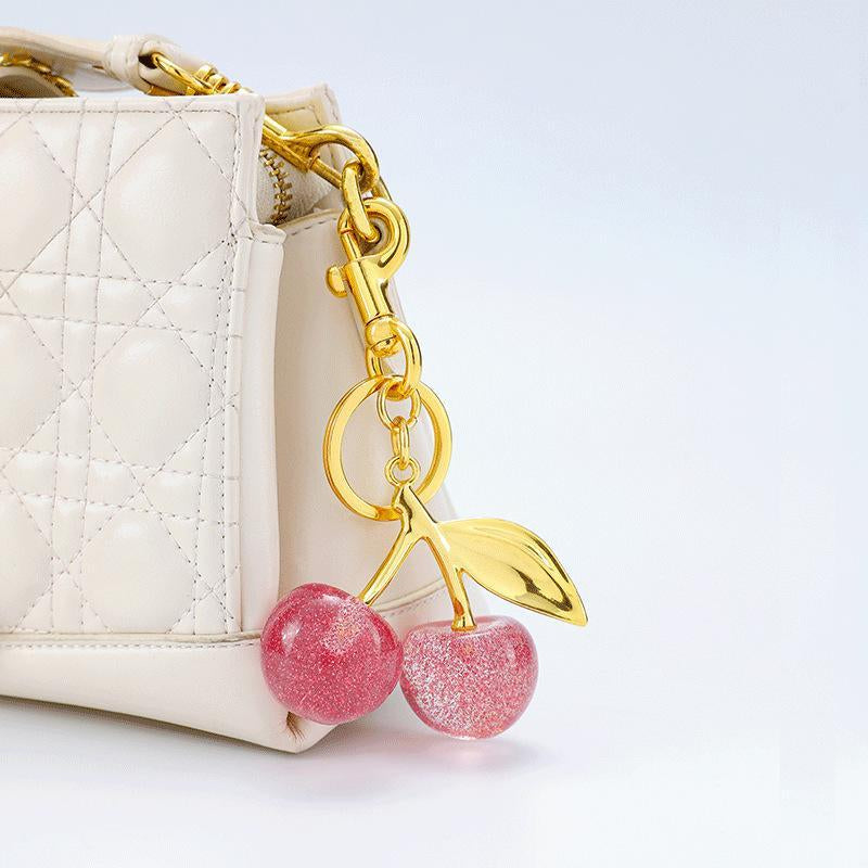Keychain Cherry Bag Charm Wallet, Keychain Women Cute - Car Key Decoration for Leather Handbags, Cute