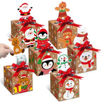 12 Pcs Christmas Money Box Christmas Party Gift Money Gift Boxes for Cash Pop up Christmas Money Holders for Cash with Festive Red Bows Clear Cash Seal Bags Penguin Santa Reindeer Snowman Gingerbread Men Pattern for Birthday Christmas Party Favor Supplies