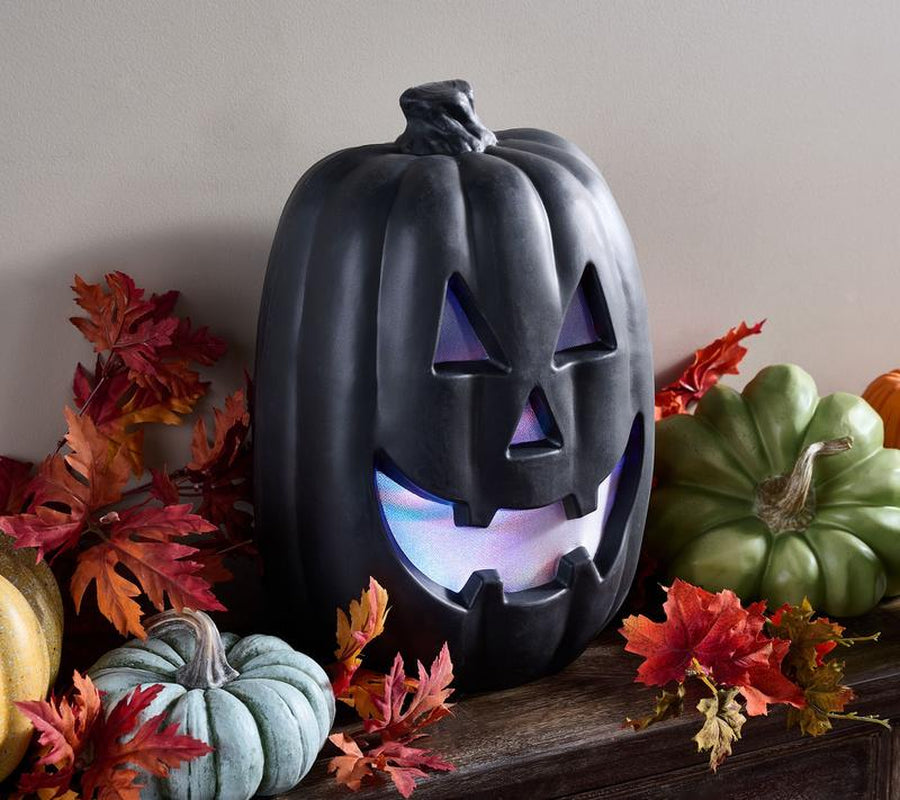 Hay & Harvest 15" Illuminated Pumpkin with Light Show