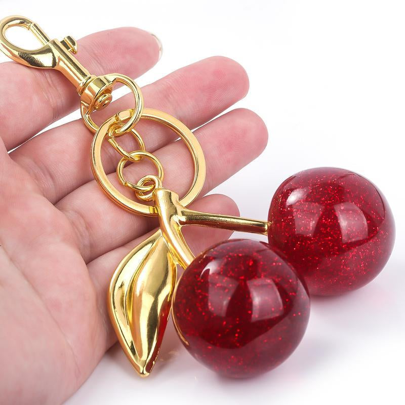 Keychain Cherry Bag Charm Wallet, Keychain Women Cute - Car Key Decoration for Leather Handbags, Cute