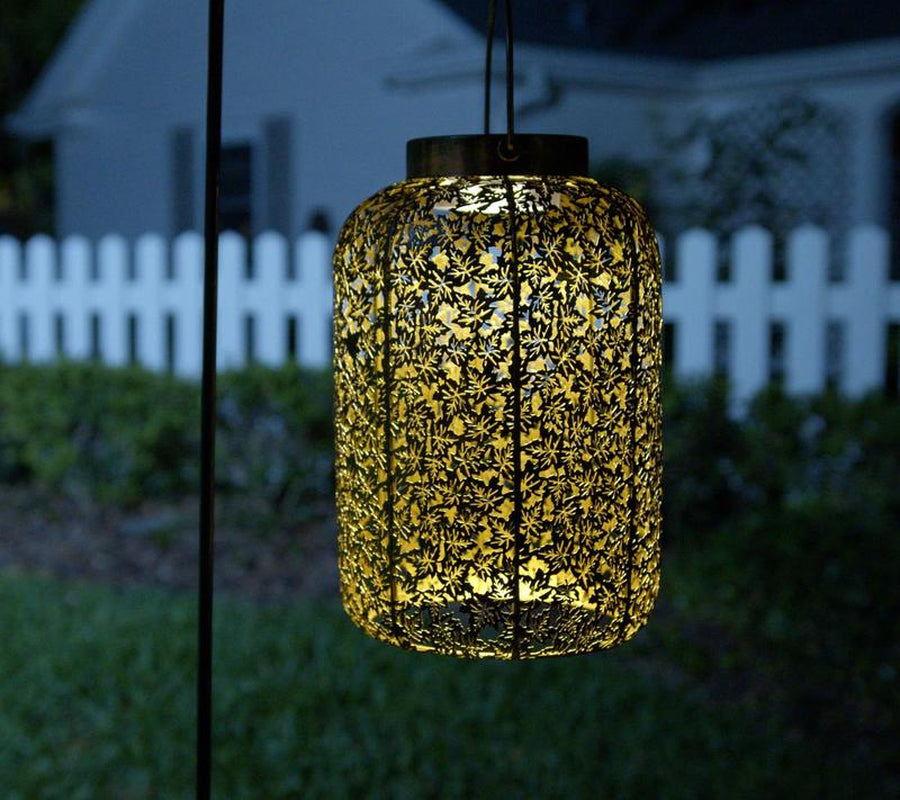 Girl Next Door 12" Tall Illuminated Fall Harvest Leaves Lantern