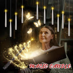 20 Pack Hanging Taper Candles with 6H Timer, Floating Flameless LED Candles with Wand Remote – 164Ft Fishing Line, Hooks – Magic Wand Candles for Halloween, Christmas, Party, Bedroom Decorations