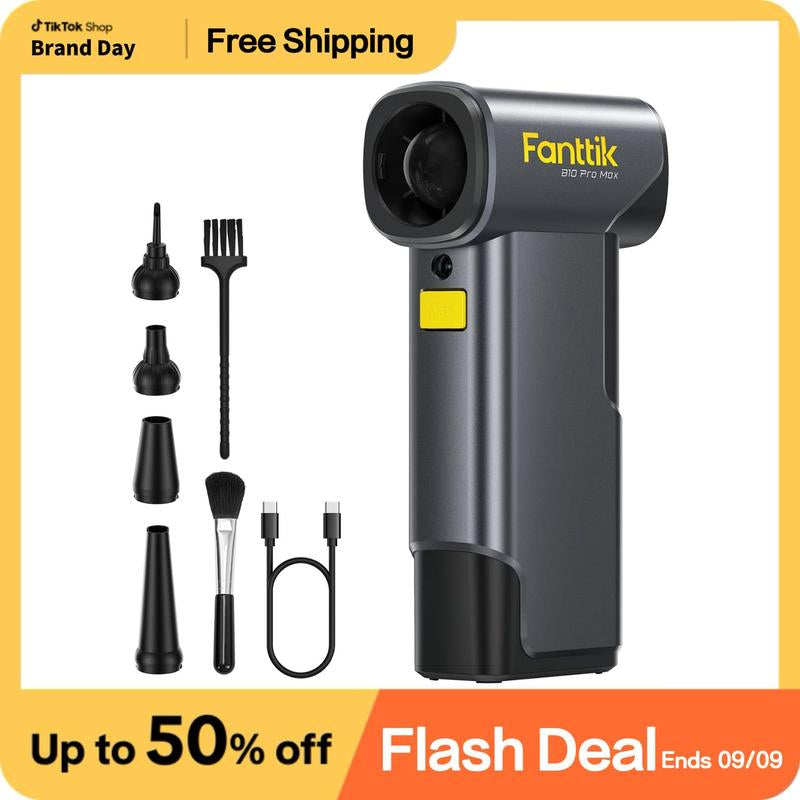 Fanttik B10 Pro Max 7.2V Electric Air Duster, Cordless Duster with 130000 RPM Brushless Motor, 6 Adjustable Levels, 28.8Wh Rechargeable Battery, Air Blower for Workbench, PC Fans and Outdoor
