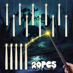 20 Pack Hanging Taper Candles with 6H Timer, Floating Flameless LED Candles with Wand Remote – 164Ft Fishing Line, Hooks – Magic Wand Candles for Halloween, Christmas, Party, Bedroom Decorations