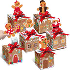 12 Pcs Christmas Money Box Christmas Party Gift Money Gift Boxes for Cash Pop up Christmas Money Holders for Cash with Festive Red Bows Clear Cash Seal Bags Penguin Santa Reindeer Snowman Gingerbread Men Pattern for Birthday Christmas Party Favor Supplies