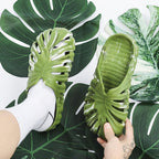 Variegated Monstera Shoes, Monstera Slippers for Women Men, Soft Non Slip Breathable Beach Monstera Slides