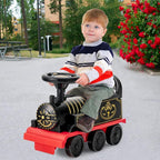 Costzon 6V Electric Ride on Train with 16 Track Pieces, Toddler Ride-On Train Set with Flashing Light, Storage Seat & Anti-Tilt Device,Playable without Tracks, Gift for Boys Girls