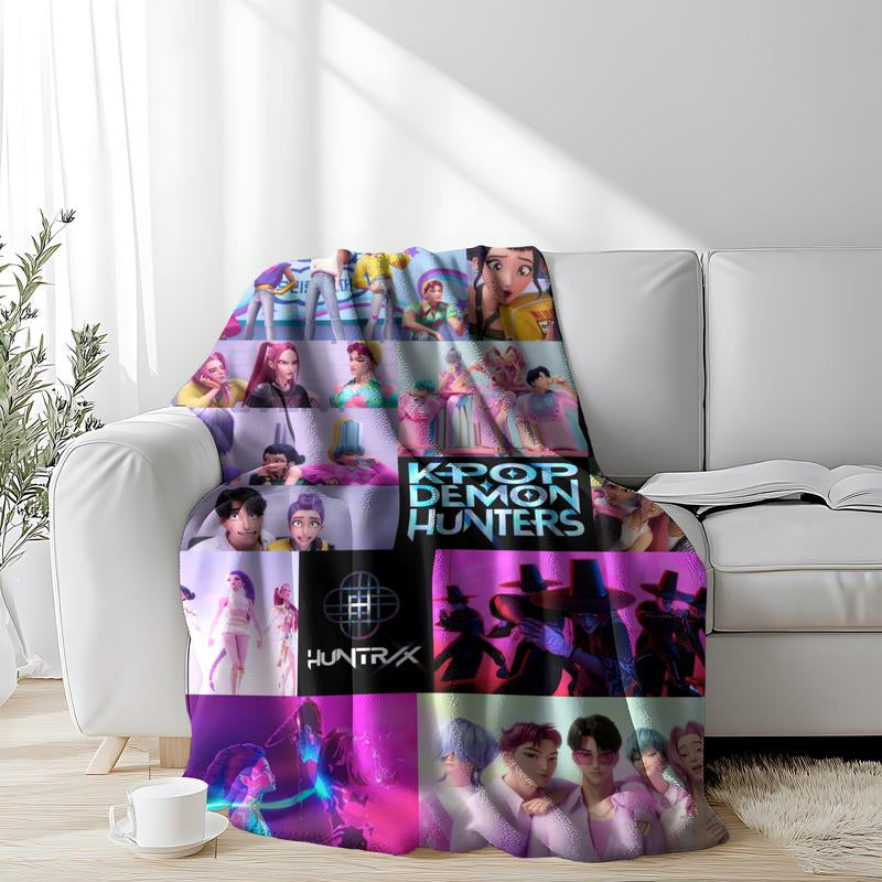 K-Pop Demon Hunters Printed Blanket for Men Women Warm Cozy Fluffy Throw Blankets for Bed 40X50 Inches Multi-Size