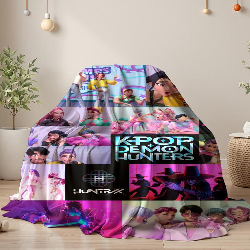 K-Pop Demon Hunters Printed Blanket for Men Women Warm Cozy Fluffy Throw Blankets for Bed 40X50 Inches Multi-Size