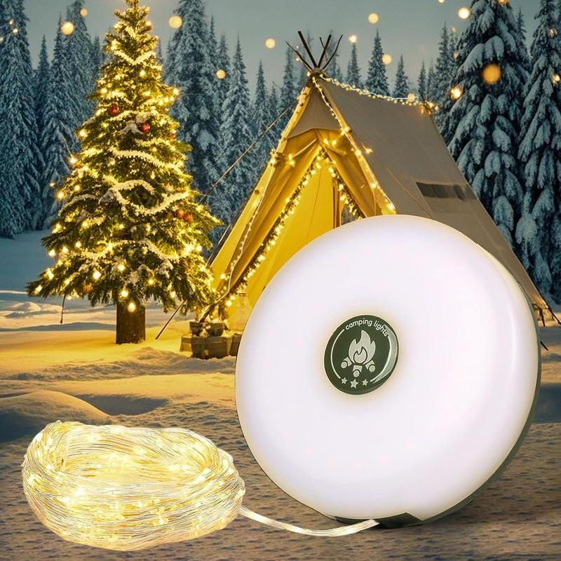 4 in 1 Outdoor 10M Colored Camping String Lights, 8 Lighting Modes, Waterproof, Type-C Fast Charging, Portable Camping Lights, Suitable for Camping/Yard/Hiking