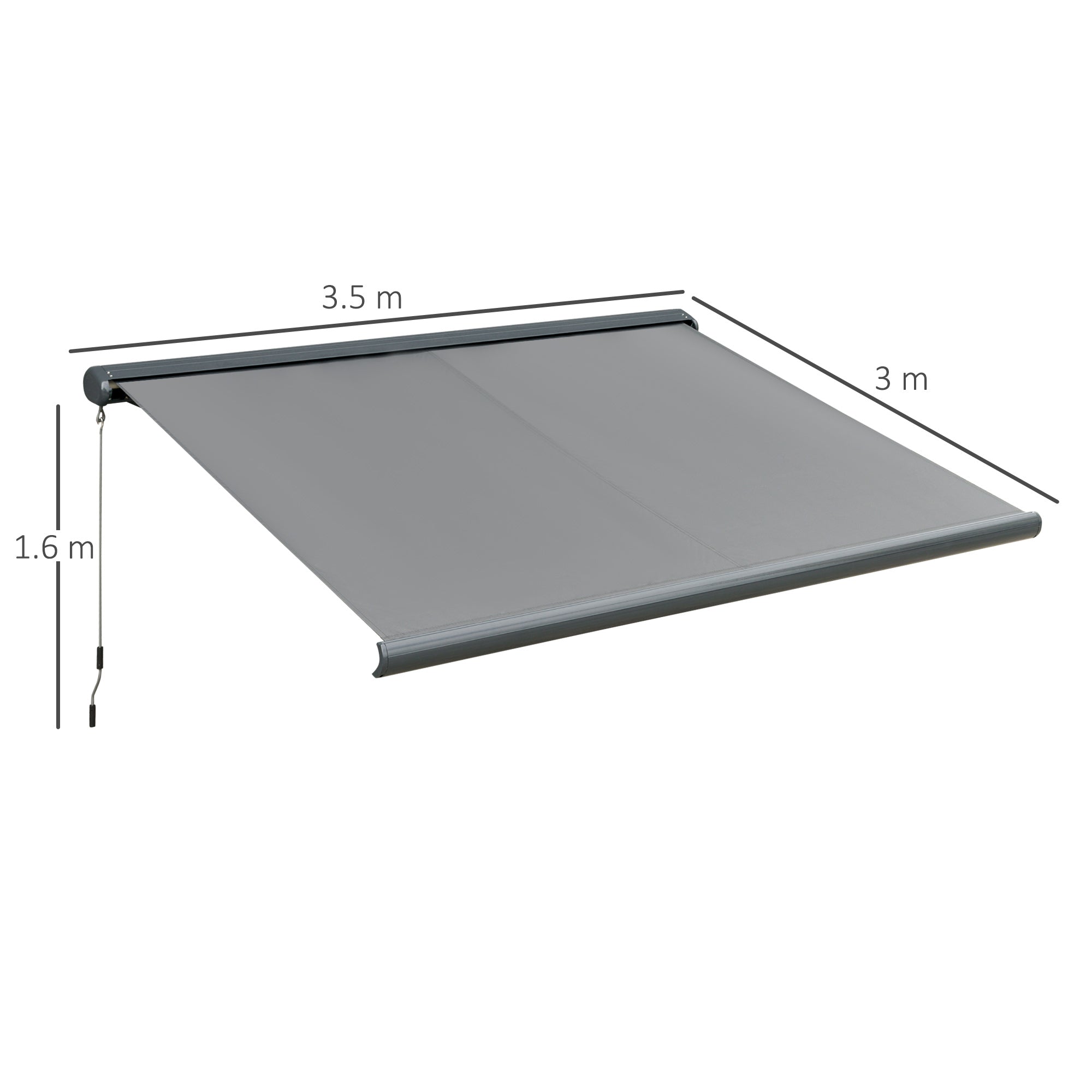 Electric Retractable Awning with Remote Control and LED Strip Grey