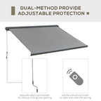 Electric Retractable Awning with Remote Control and LED Strip Grey