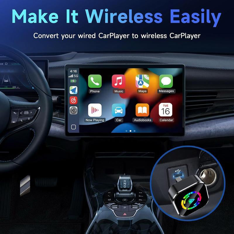 2025 Wireless Carplay Adapter for Iphone/Android - Fast Connection,No Latency,Hands-Free Call Wireless Adapter Electronic Charger Carplay Dongle