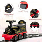 Costzon 6V Electric Ride on Train with 16 Track Pieces, Toddler Ride-On Train Set with Flashing Light, Storage Seat & Anti-Tilt Device,Playable without Tracks, Gift for Boys Girls