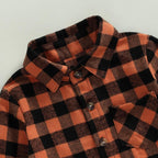 Toddler Baby Fall Shirts Long Sleeve Button down Plaid Letter Print Top Coat Casual Clothes for Boys Girls