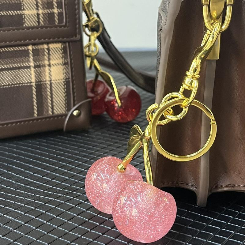 Keychain Cherry Bag Charm Wallet, Keychain Women Cute - Car Key Decoration for Leather Handbags, Cute
