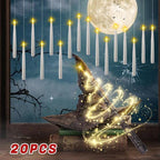 20 Pack Hanging Taper Candles with 6H Timer, Floating Flameless LED Candles with Wand Remote – 164Ft Fishing Line, Hooks – Magic Wand Candles for Halloween, Christmas, Party, Bedroom Decorations