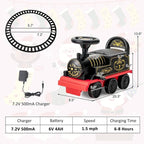 Costzon 6V Electric Ride on Train with 16 Track Pieces, Toddler Ride-On Train Set with Flashing Light, Storage Seat & Anti-Tilt Device,Playable without Tracks, Gift for Boys Girls