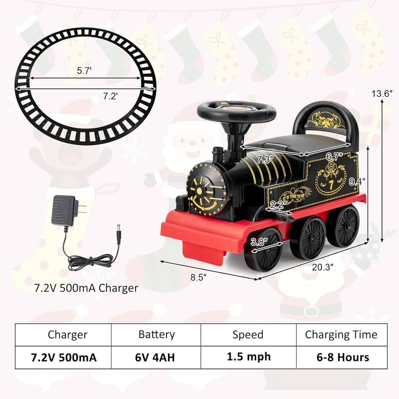 Costzon 6V Electric Ride on Train with 16 Track Pieces, Toddler Ride-On Train Set with Flashing Light, Storage Seat & Anti-Tilt Device,Playable without Tracks, Gift for Boys Girls