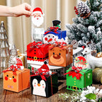 12 Pcs Christmas Money Box Christmas Party Gift Money Gift Boxes for Cash Pop up Christmas Money Holders for Cash with Festive Red Bows Clear Cash Seal Bags Penguin Santa Reindeer Snowman Gingerbread Men Pattern for Birthday Christmas Party Favor Supplies