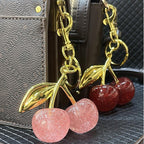 Keychain Cherry Bag Charm Wallet, Keychain Women Cute - Car Key Decoration for Leather Handbags, Cute