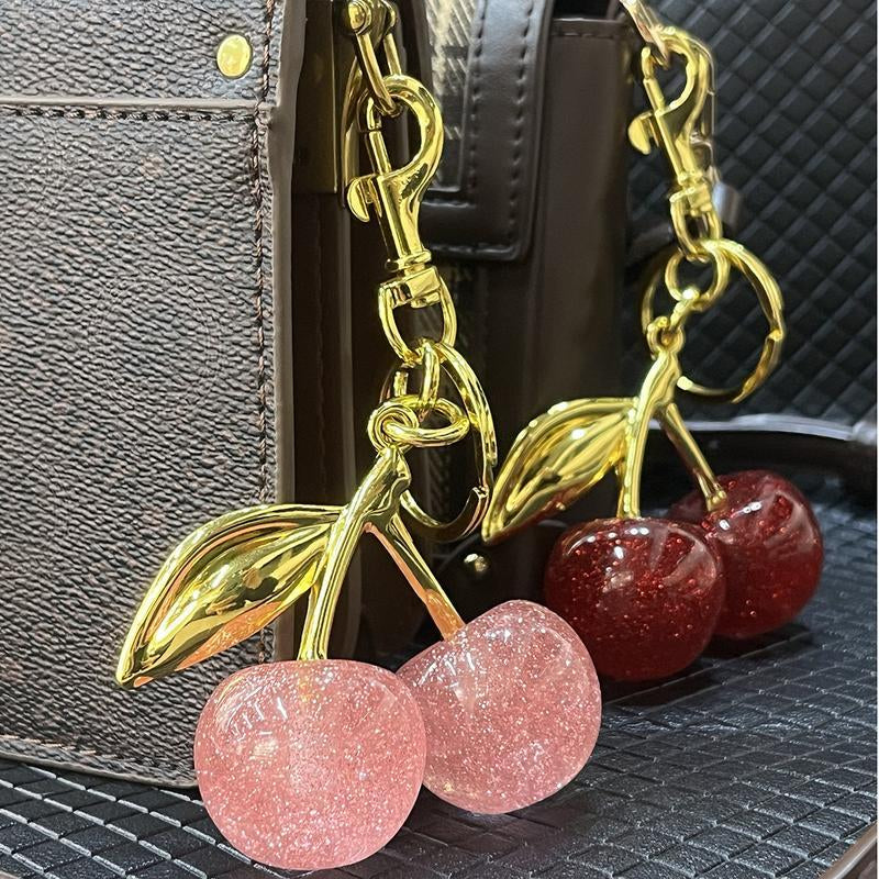Keychain Cherry Bag Charm Wallet, Keychain Women Cute - Car Key Decoration for Leather Handbags, Cute