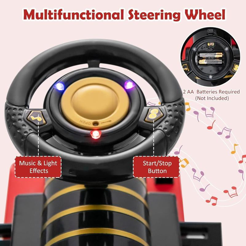 Costzon 6V Electric Ride on Train with 16 Track Pieces, Toddler Ride-On Train Set with Flashing Light, Storage Seat & Anti-Tilt Device,Playable without Tracks, Gift for Boys Girls