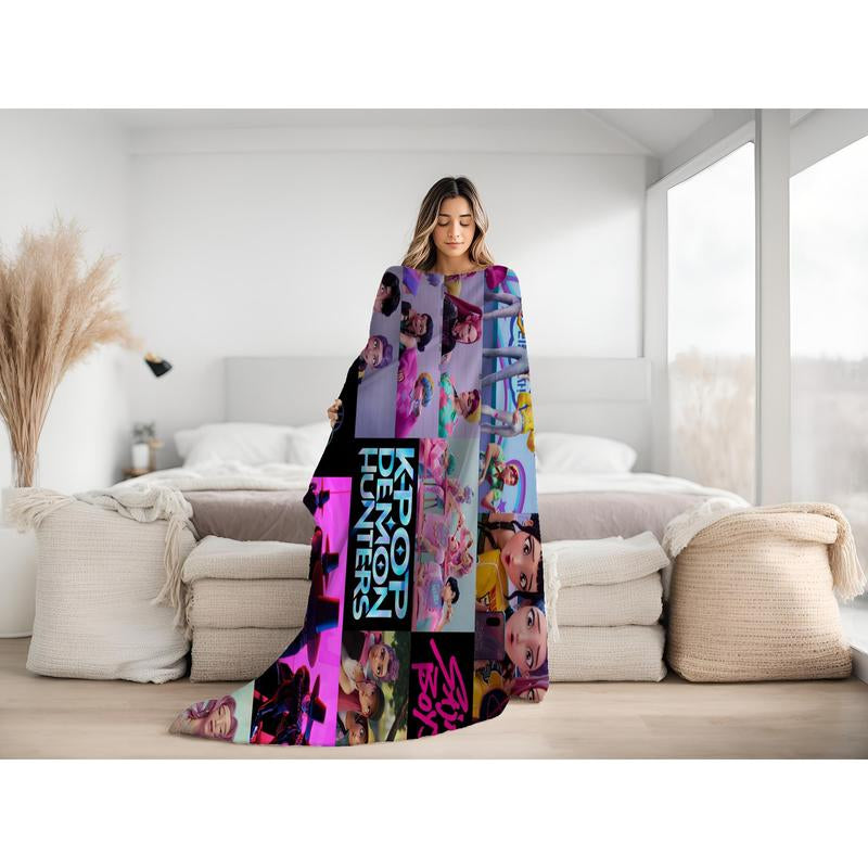 K-Pop Demon Hunters Printed Blanket for Men Women Warm Cozy Fluffy Throw Blankets for Bed 40X50 Inches Multi-Size