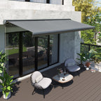 Electric Retractable Awning with Remote Control and LED Strip Grey